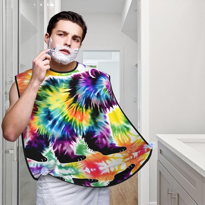 Beautiful Peacock Print Beard Bib Shaving Apron, Beard Hair Trimming Cape Gift For Dad