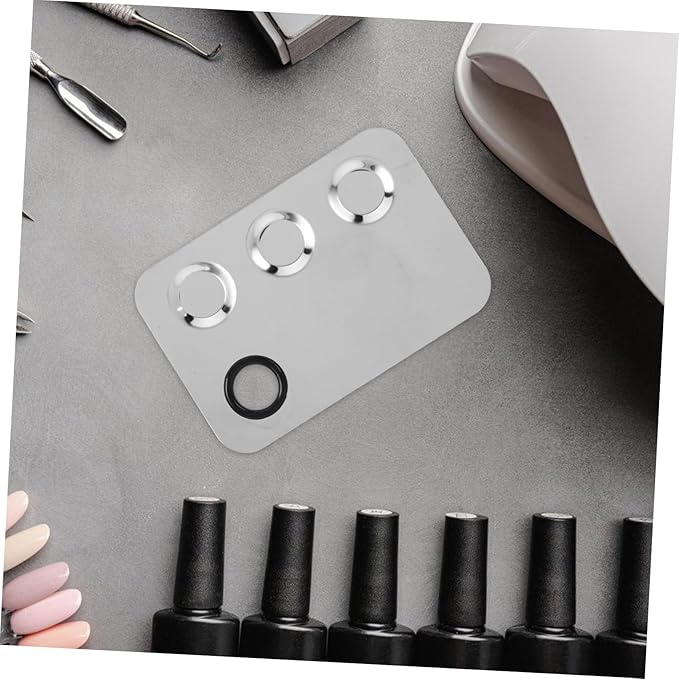 Makeup Mixing Plate Small Palette Cosmetic Foundation Dish Beauty Face Tray Powder Pallets Mini Makeup Tool Accessories Foundation Plate Make up Plate Silver Stainless Steel