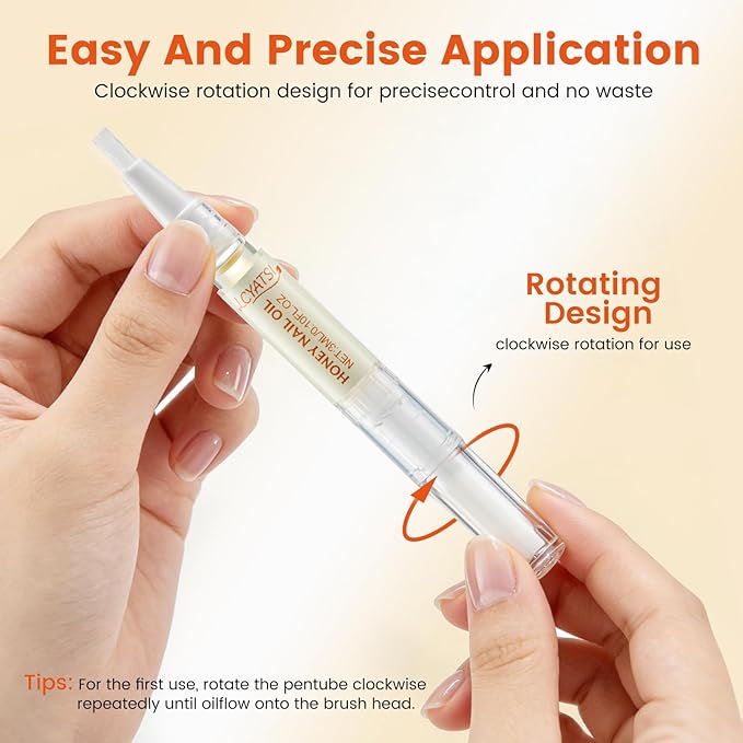 Honey Nail Oil Treatment for Growth & Strength, Cuticle Oil Pen to Deeply Nourish, Moisturize & Repair Dry, Brittle, Peeling & Damaged Nails, Mother's Day Gifts for Mom
