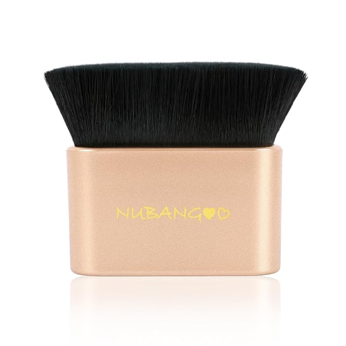 NUBANGOO Professional Kabuki Foundation Brush,Makeup Brush, Self Tanner Brush,Self Tanning brush,Foundation Makeup Brush Cream Powder Liquid,Face Neck Body Leg Tanning Makeup (Gold Black)