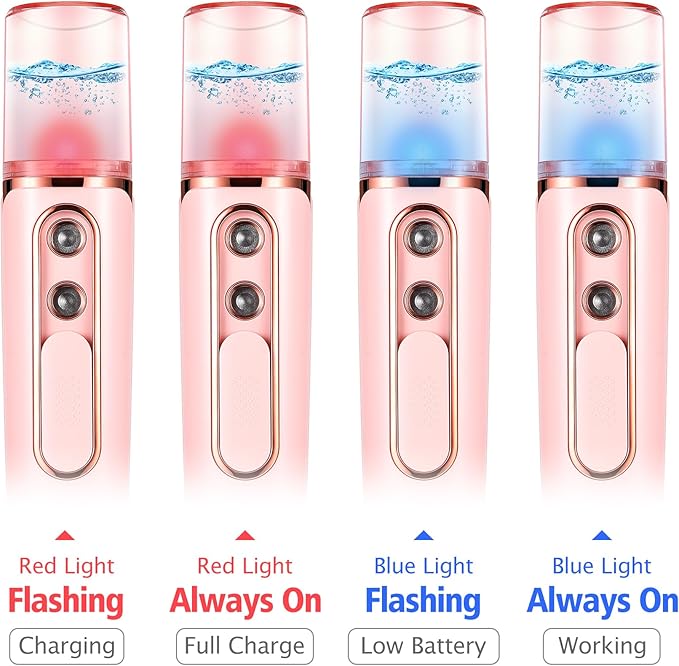 Nano Mister for Eyelash Extensions, Portable Facial Mist Sprayer with 2 Nozzles, 30ml Water Tank - USB Rechargeable Handheld Face Atomizer for Makeup and Skin Hydration - White