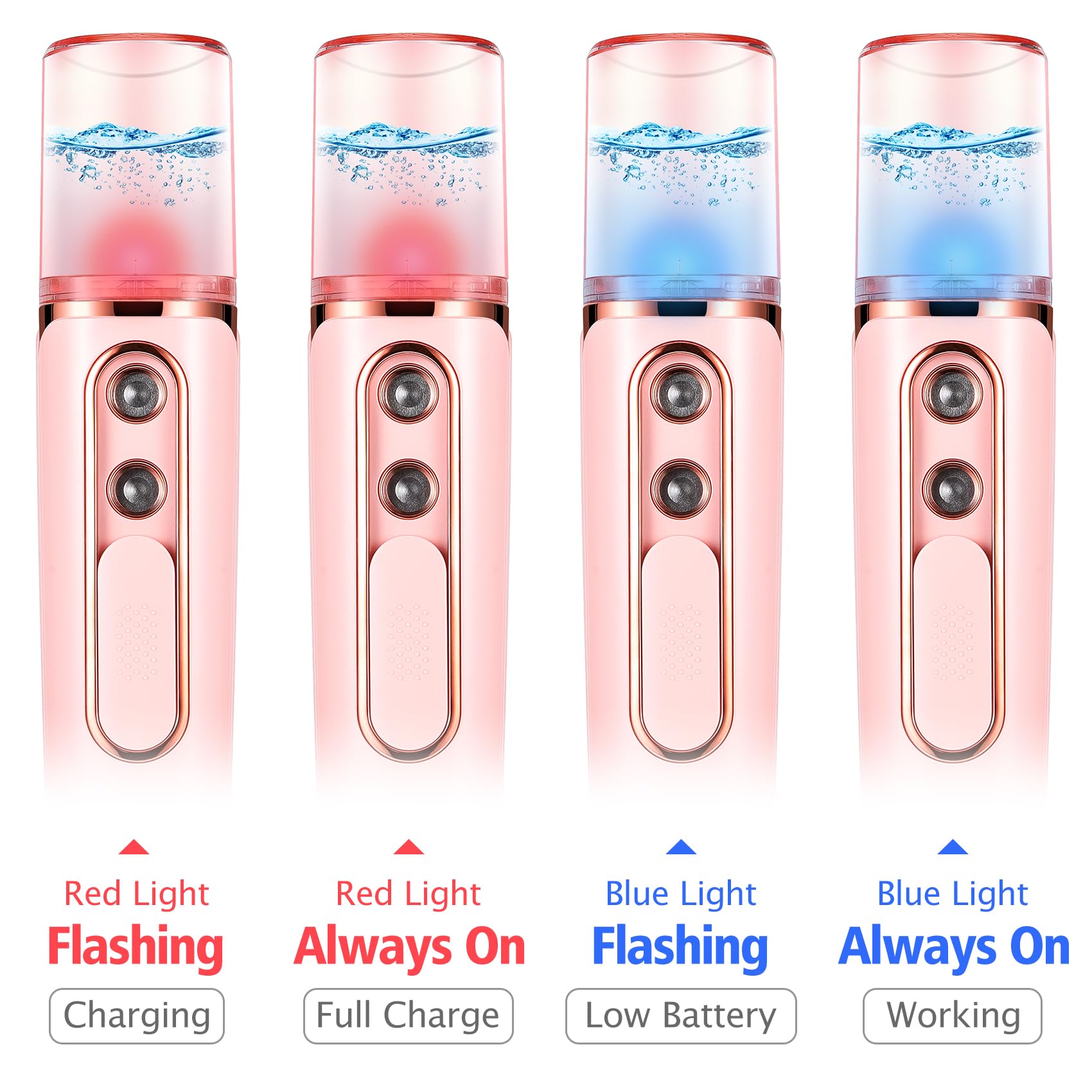 Nano Mister for Eyelash Extensions, Portable Facial Mist Sprayer with 2 Nozzles, 30ml Water Tank - USB Rechargeable Handheld Face Atomizer for Makeup and Skin Hydration - White
