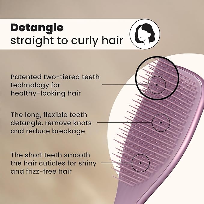 Tangle Teezer Chrome Ultimate Detangler Brush, Straight to Curly, Mauve