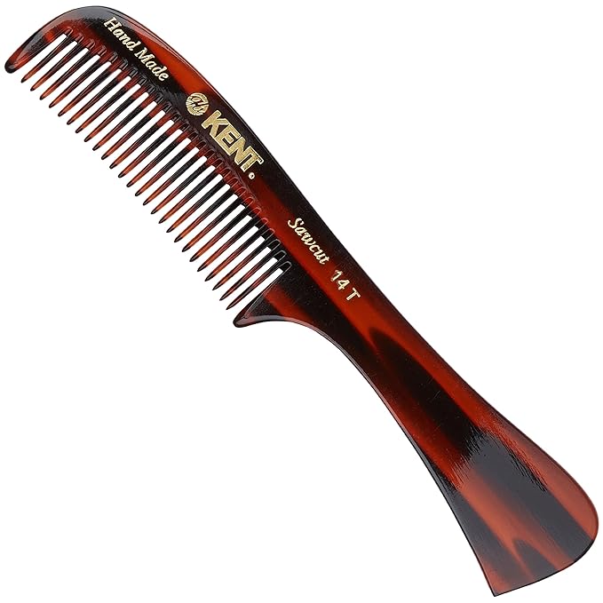 Kent 14T Hair Detangling Comb, Wide Tooth Comb for Long Hair, Wet and Dry Handmade Detangler for Women, Saw-Cut and Hand Polished Made in England