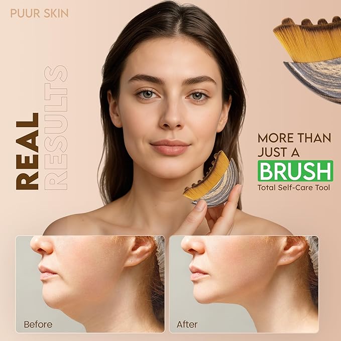 Lymphatic Contour Face Brush, Dry Brush for Lymphatic Drainage, Jawline & Neck Sculpting, Gua Sha Massager, Double Chin Reducer, Anti-Puffiness, Face Lifting & Skin Glow