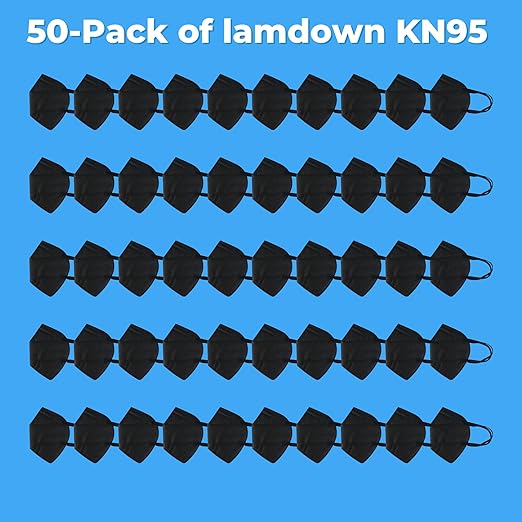 (50-Pack) KN95 Face Masks, Individually Wrapped, Premium Disposable Dust Mask, Black