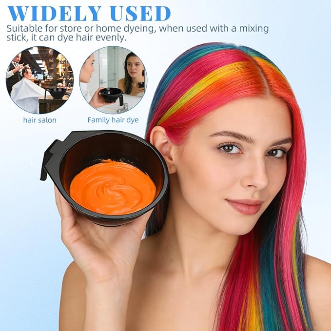 FOMIYES Hair Dye Bowl Set 5-Pack Black Hair Color Mixing Bowls with Measurements and Handle Reusable Salon Mixing Tint Bowls for Professional or Home Use