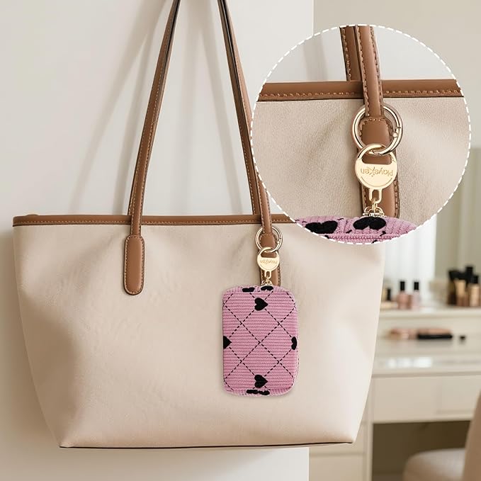 Playexen Mini Cosmetic Bag, Corduroy Small Makeup Bag for Purse, H-Beige