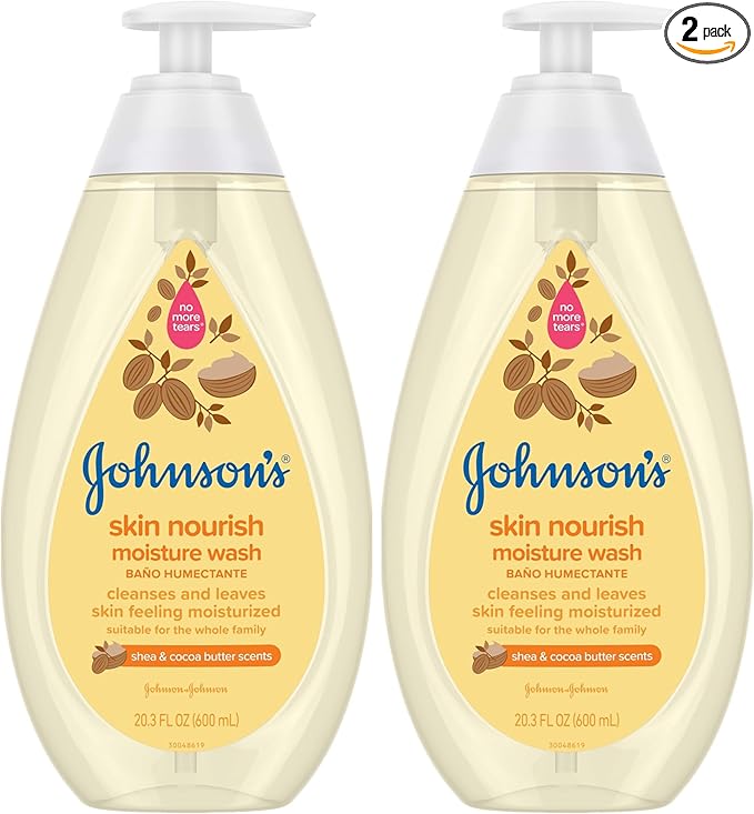 Johnson's Baby Skin Nourishing Moisture Baby Body Wash with Shea & Cocoa Butter, Hypoallergenic & Tear Free Baby Bath Wash, Paraben-, Dye-, Sulfate & Phthalate-Free, 20.3 fl. oz (Pack of 2)