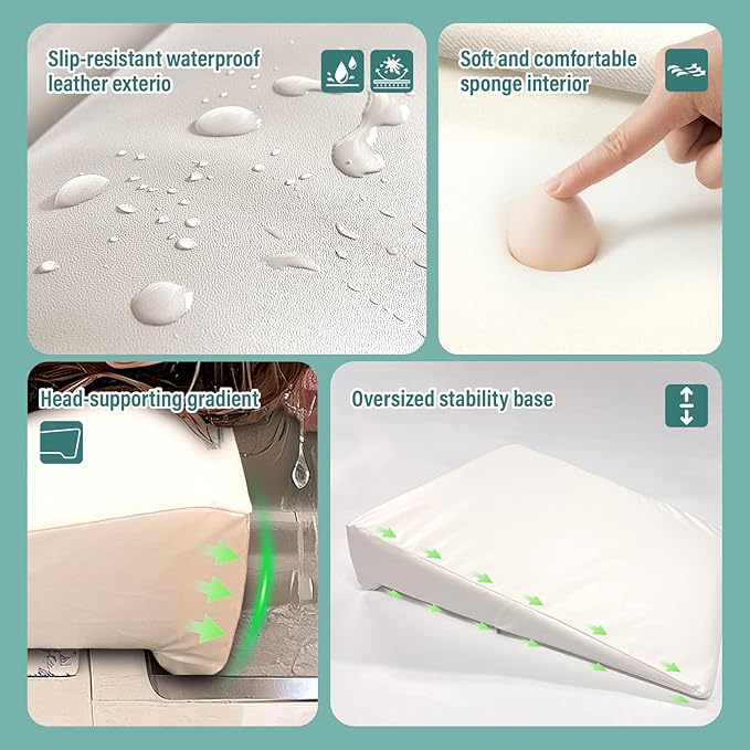 Hair Washing Station for Kids Waterproof Shampoo Foam Mat with Ergonomic Design Non Slip Bath Pillow Sink Soft Neck Support for Easy Hair Wash