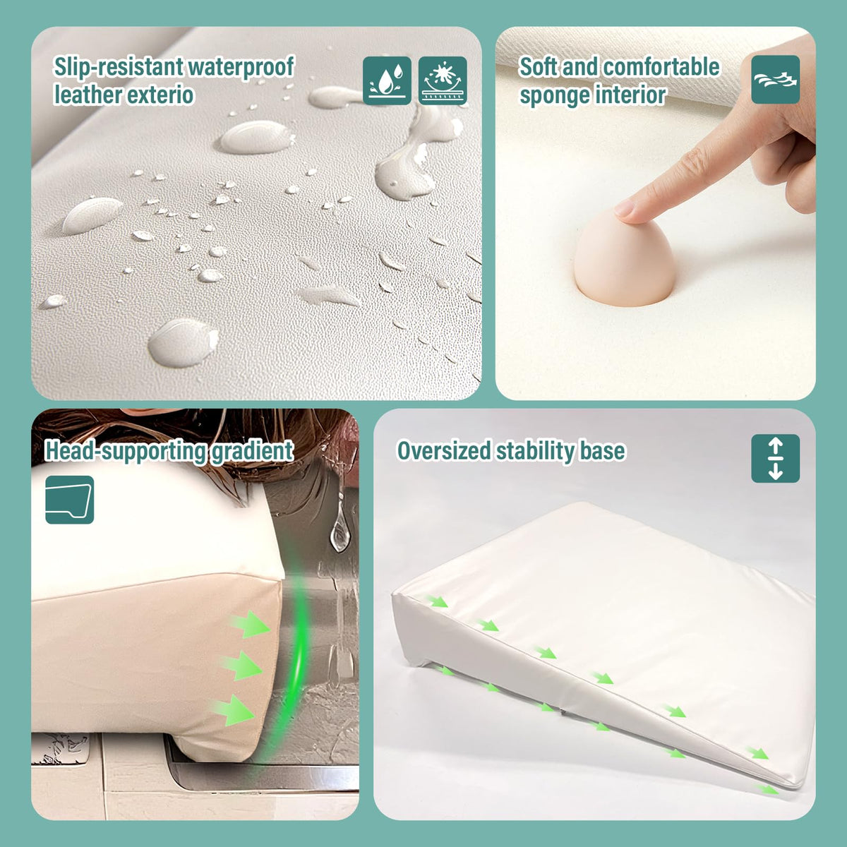 Wibeelee Hair Washing Station for Kids Waterproof Shampoo Foam Mat with Ergonomic Design Non Slip Bath Pillow Sink Soft Neck Support for Easy Hair Wash(White)