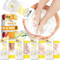 Pedicure Kit Foot Soak Set: Bubble Salt, Sugar Scrub, Massage Mask, Massage Lotion in a Box, 4 Step Foot Spa Kit for Dry Feet,Tired Feet (3 Set Milky Flower)