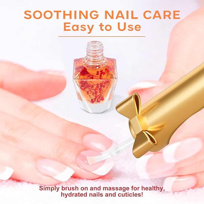 JIASHENG Cuticle Oil, Cuticle Nail Oil Infused with Real Flowers, Rose 12ml