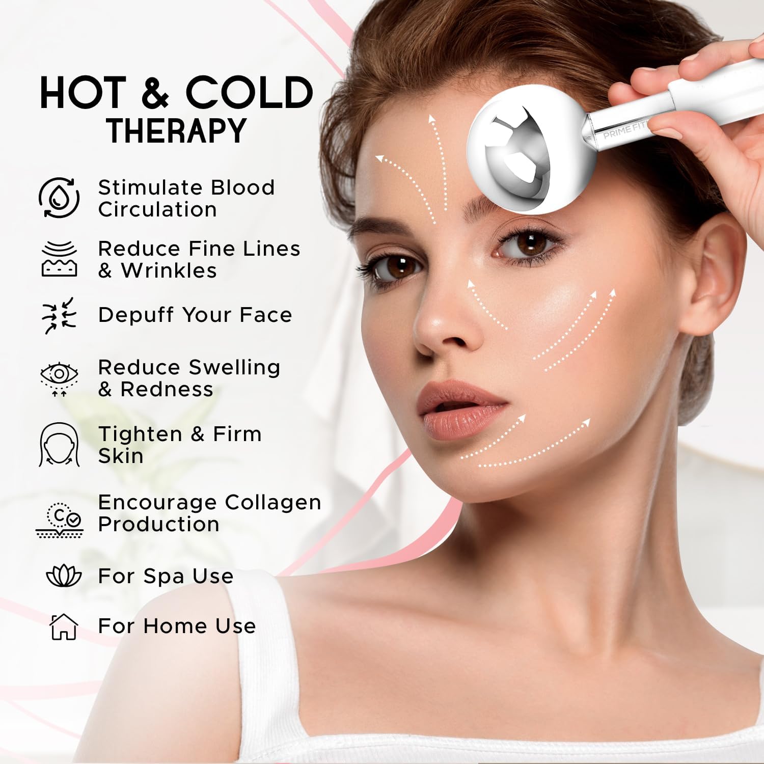PRIME Fitness Ice Globes for Facials | Unbreakable Steel Cooling Roller | Cryo Sticks for Face | Massager for Face Neck & Eyes | Skin Care for Dark Circles, Puffiness, Wrinkles, (Silver)