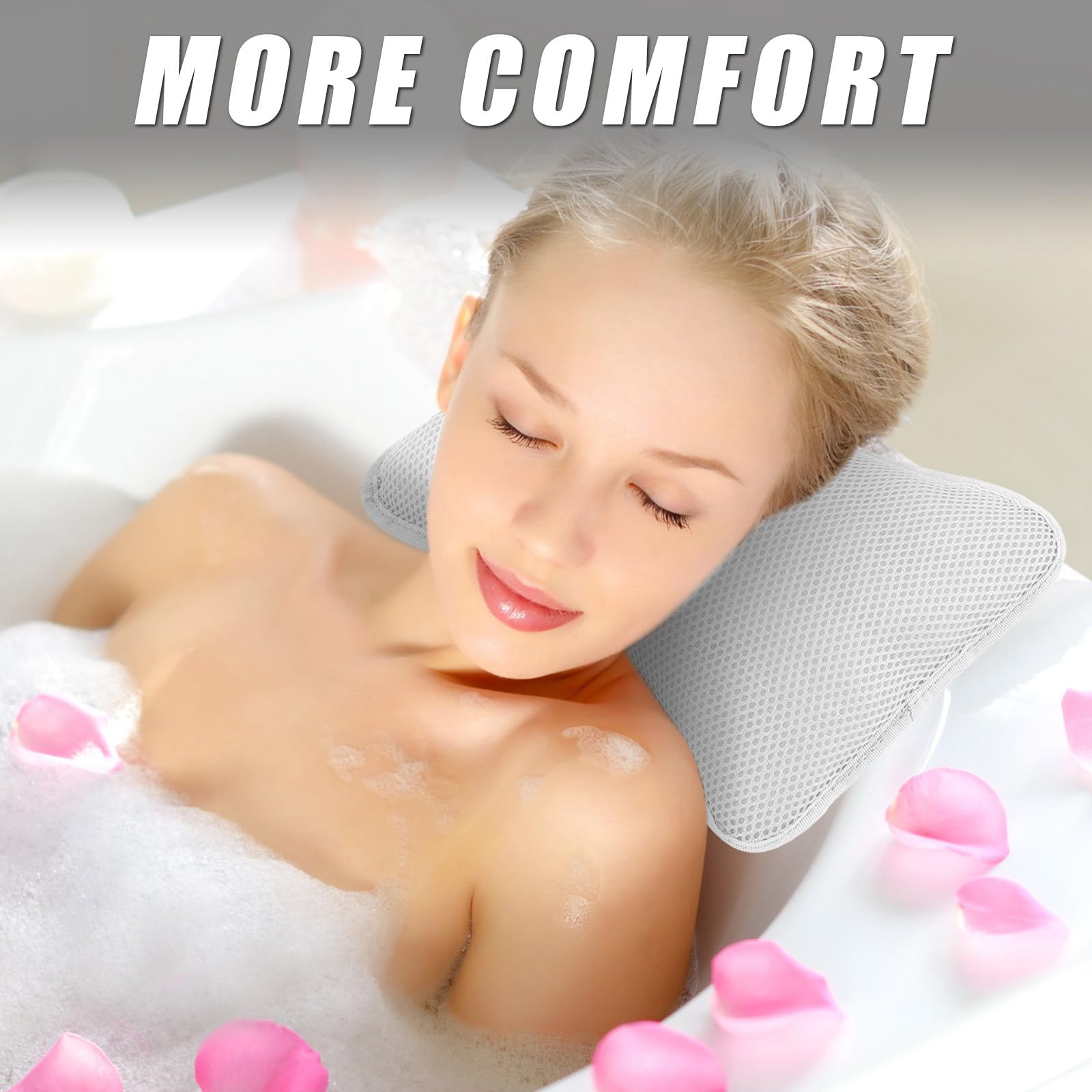 2 Pcs Hot Tub Spa Pillows for Outdoor Indoor Inflatable Bathtub 10.62 x 8.26 Inch Universal Hot Tub Accessories Patio Lounge Chair Headrest Neck Support with Adjustable Hook for Spa Bathtub (White)