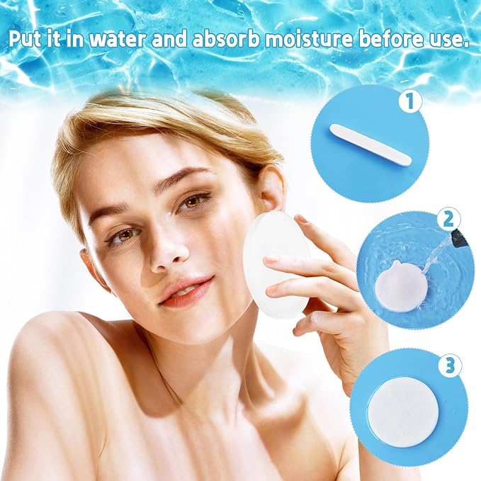 240 Pieces Facial Sponge Compressed,Round Face Cleansing Sponge Pad,Exfoliating Wash Face Sponges Sponge for Makeup Removal,Mask,Spa