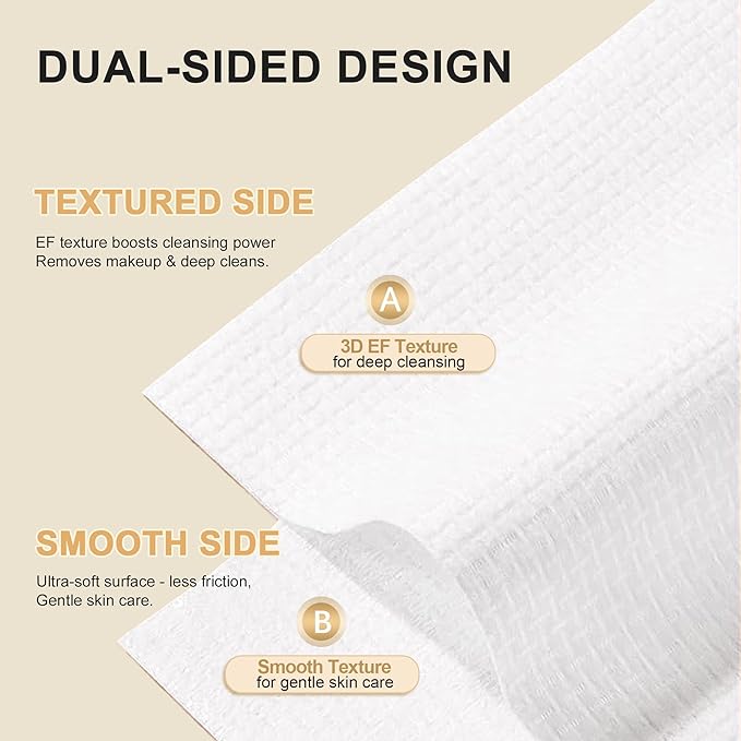 Face Towels, XL Facial Dry Towels 10x12 Inch, Biodegradable Disposable Face Wipes for Makeup Remover, Skincare & Face Cleansing, Lint-Free (100 Count)