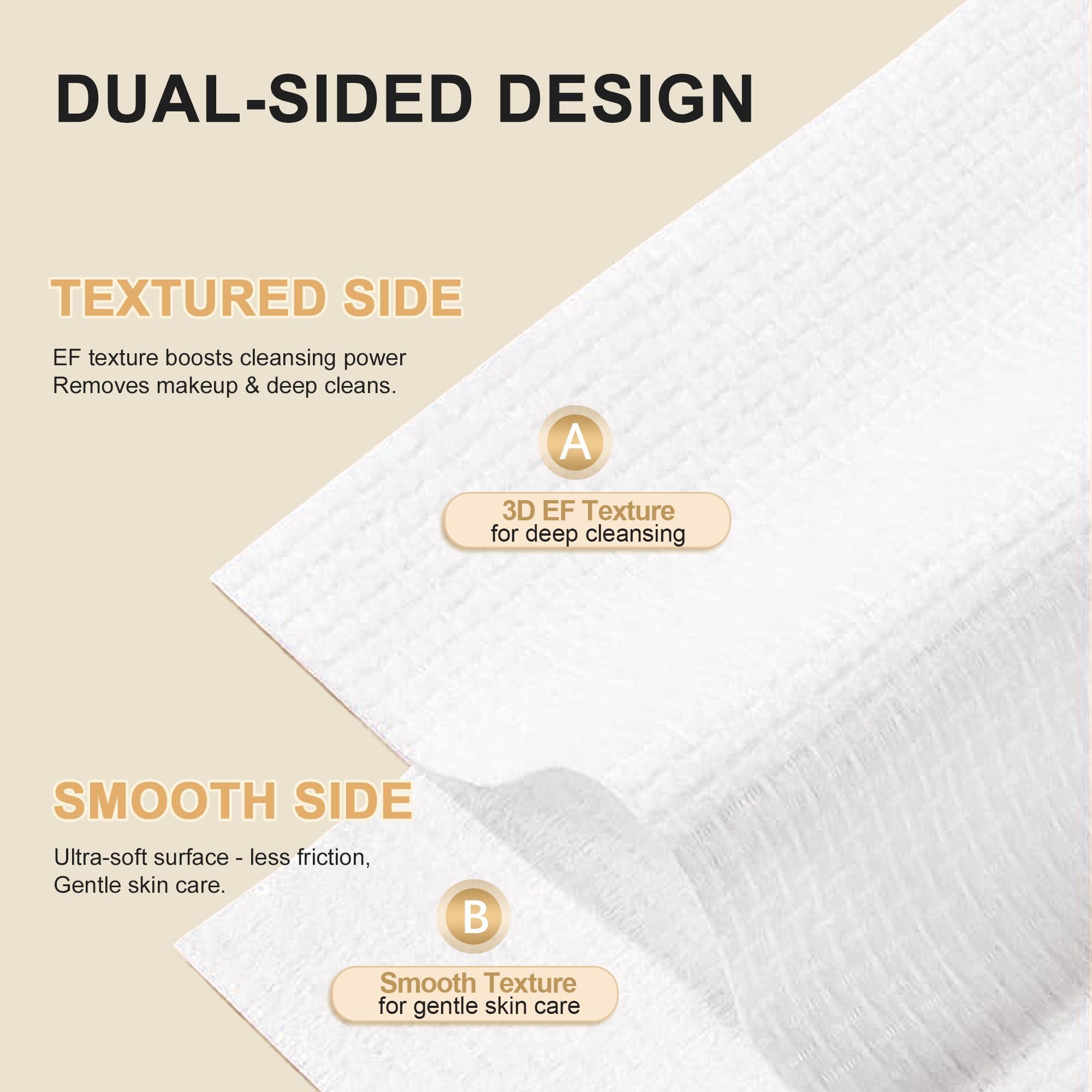 Face Towels, XL Facial Dry Towels 10x12 Inch, Biodegradable Disposable Face Wipes for Makeup Remover, Skincare & Face Cleansing, Lint-Free (50 Count)