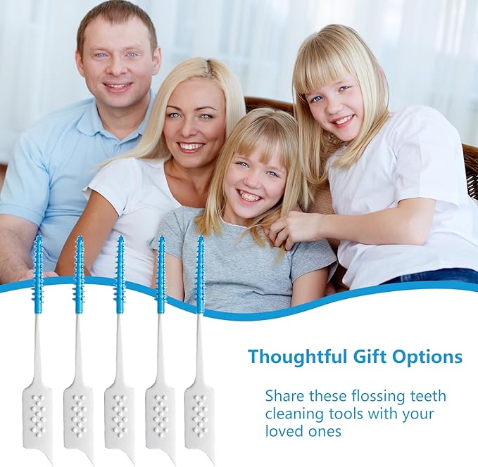 WQINX Dental Floss Picks Soft Silicone interdental Brush, Braces Brush, Floss Picks for Teeth, Disposable interdental Brush, Suitable for Cleaning Teeth Health (Blue, 160pcs)