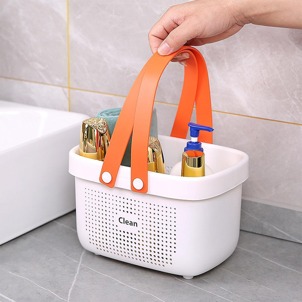 Portable Shower Caddy Basket with Handle Plastic Storage Basket Small White