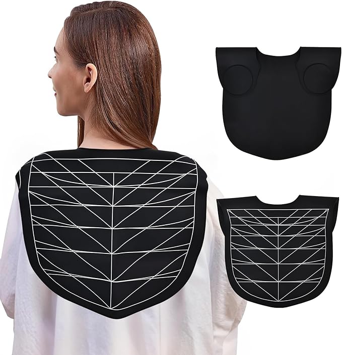 RENKESE Professional Hair Cutting Cape with Geometric Grid Pattern, Longer Silicone Waterproof Cutting Mat,Neck Guide (Black)