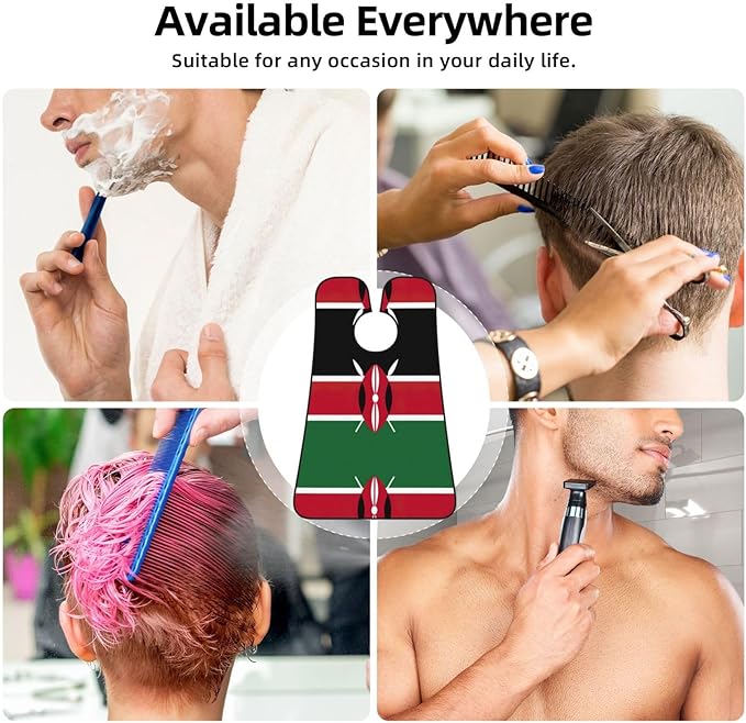 NOUZU Flag Of Kenya Print Beard Bib Apron For Men, Beard Hair Catcher For Men Shaving Trimming,Beard Cape Cloth
