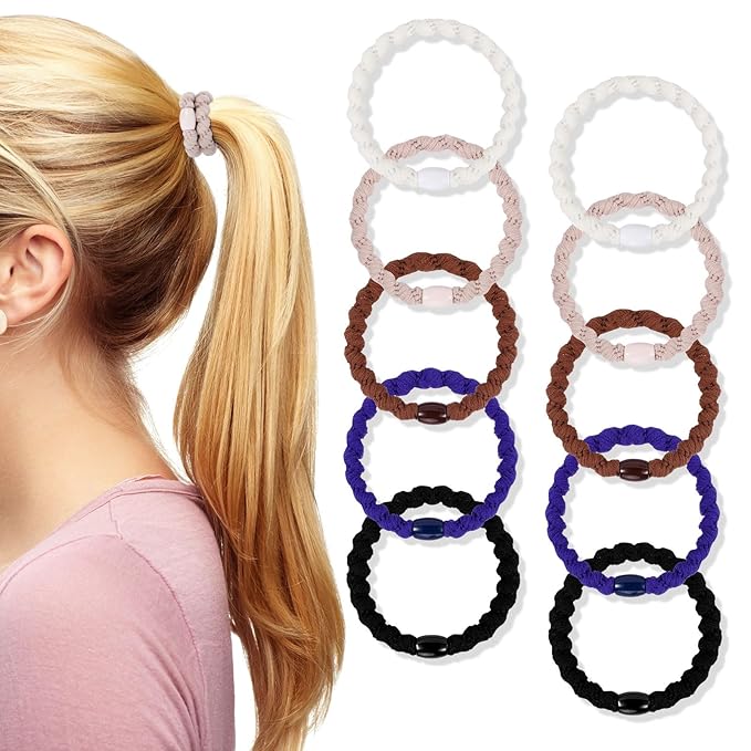 Hair Ties No Damage - 10PCS Ponytail Holders - Elastic Hair Ties for Thick Hair - Braided Hair Bands for Women Girls's Hair