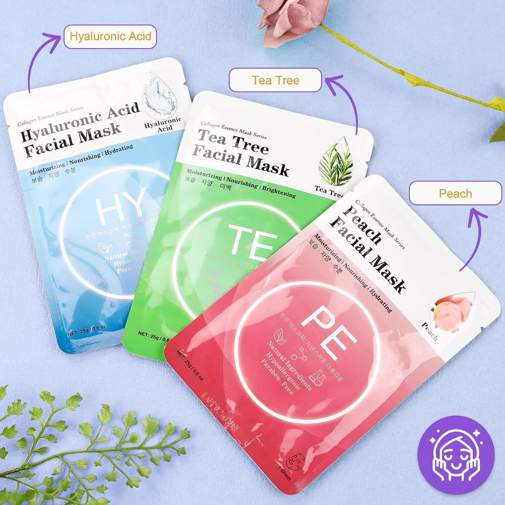 144 Pack Bulk Sheet Face Masks Skincare, Facial Masks for Most Skin Types