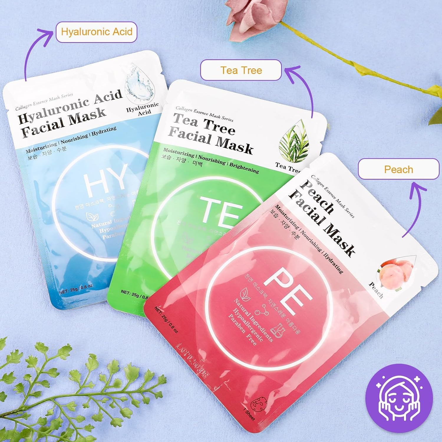 144 Pack Bulk Sheet Face Masks Skincare, Facial Masks for Most Skin Types