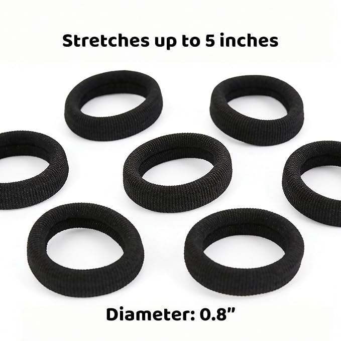 Tunbao 500 Psc Baby Hair Ties,Soft Cotton Toddler Hair Ties,Small Seamless Hair Bands for Girls and Kids,Black Hair Elastics Ponytail Holders