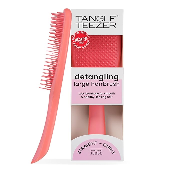 Tangle Teezer Large Ultimate Detangler Brush, Straight to Wavy, Salmon Pink