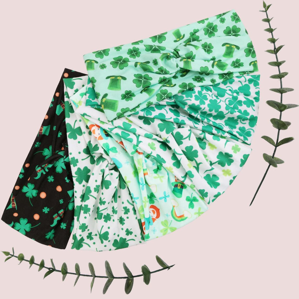 Kachanaa 6 Packs St. Patrick’s Day Headbands for Women Elastic Non-Slip Green Irish Shamrock Hat Hair Accessories for Party and Gifts