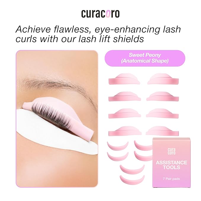 Curacoro Lash Lift Rods, 14 Pcs/7 Sizes Reusable Silicone Pads