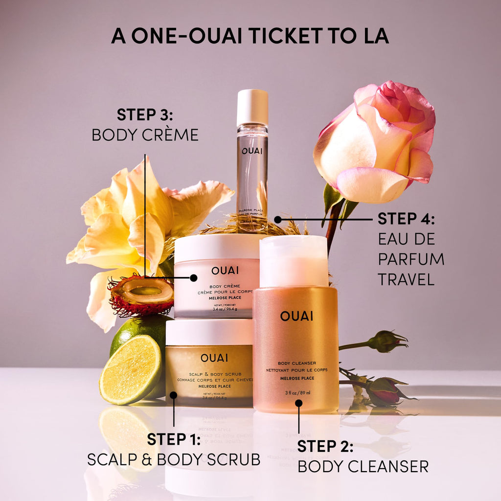 OUAI Body Cream Travel Size, Melrose Place - Hydrating Whipped Body Cream with Cupuaçu Butter, Coconut Oil & Squalane - Softens Skin and Delivers Healthy-Looking Glow - Sulfate Free Skin Care (3.4 Oz)