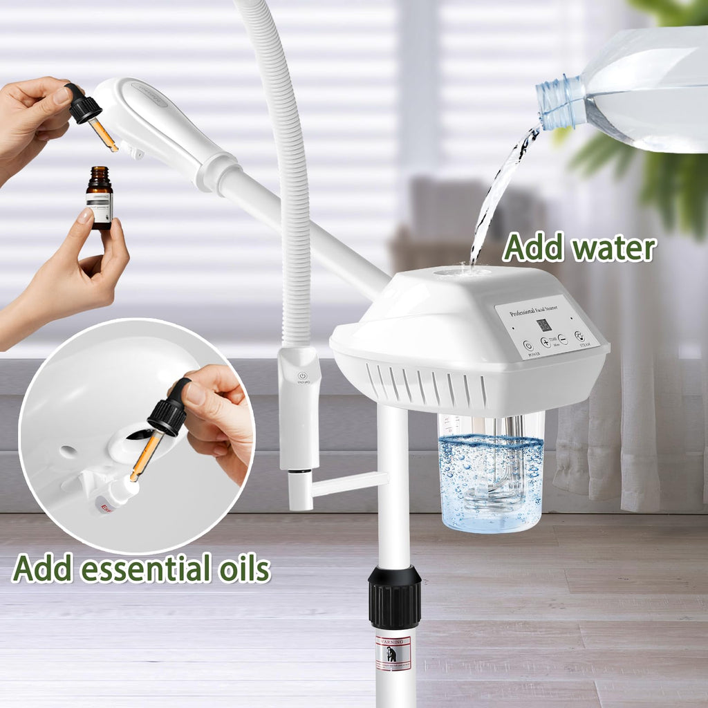 Salon Señor Professional Facial Steamer with 5X Magnifying Lamp,White