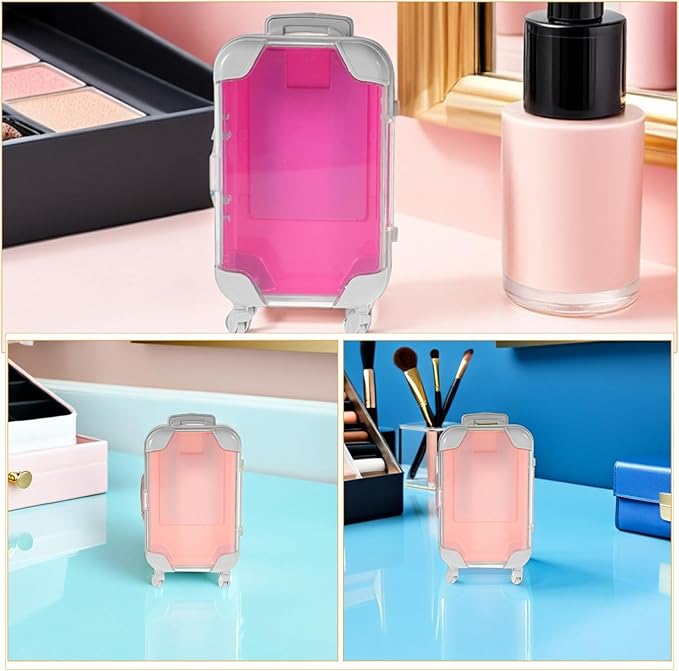 4pcs Mini Eyelash Storage Case Travel Makeup Organizer Waterproof Lash Holder Box with Retractable Handle for False Lashes Compact Pink and Rose Red