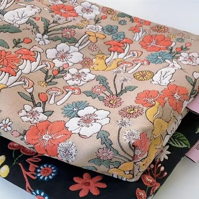 SxoSyo Embroidery Makeup Bag, Floral Cosmetic Bags, Black