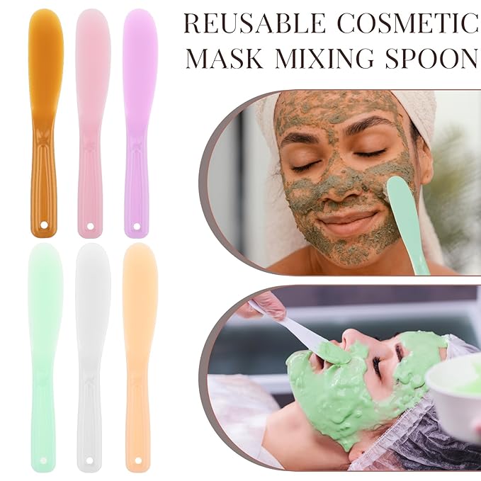 6Pcs Large Makeup Scoops Spatulas Plastic Cosmetic Spatula Face Mask Spoon Stick Applicator Beauty Spa Facial Skin Care Tools for DIY Cream Lotions Moisturizers Mixing and Sampling