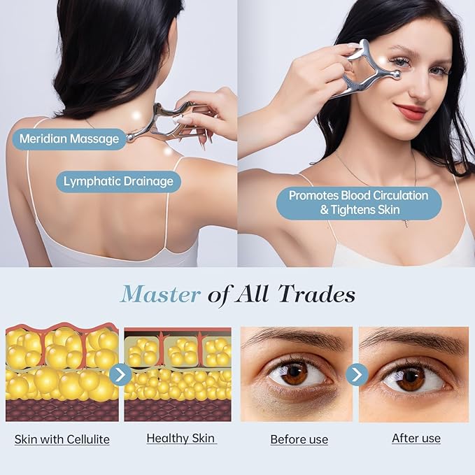 Metal Gua Sha Facial Massage Tools, Scalp Massage Comb for Head