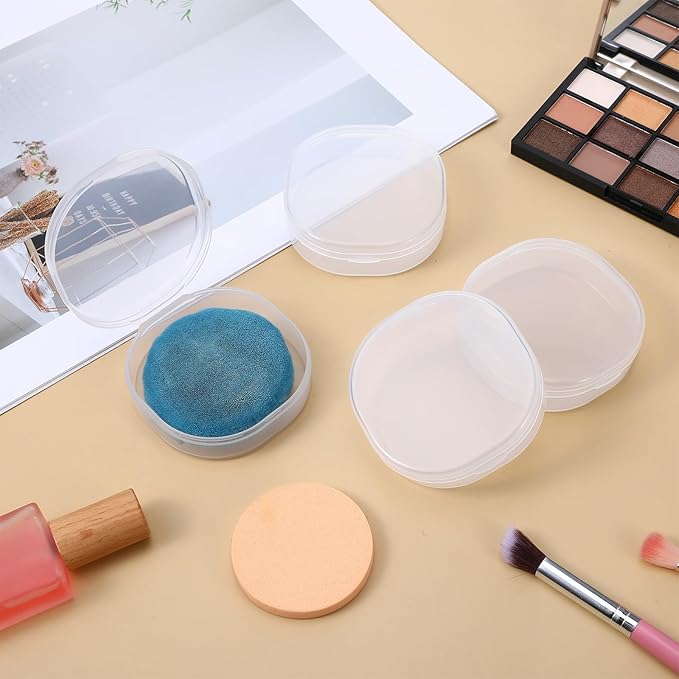 DOPENSPI 4PCS Plastic Cotton Square Holder, Cosmetic Cotton Pad Holder Portable Travel and Sealed Travel Cottons Rounds Holders Suitable for Makeup Remover Cottons Ball