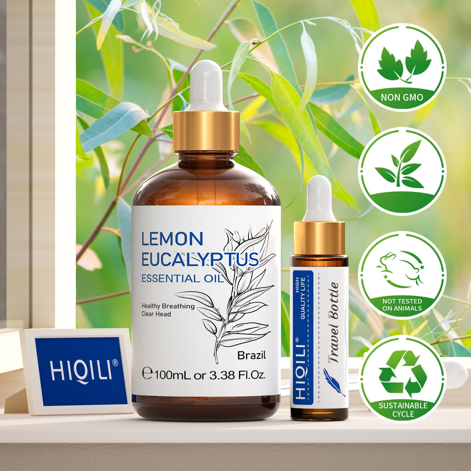 HIQILI Lemon Eucalyptus Essential Oil for Spray, Aromatherapy & Skin Care