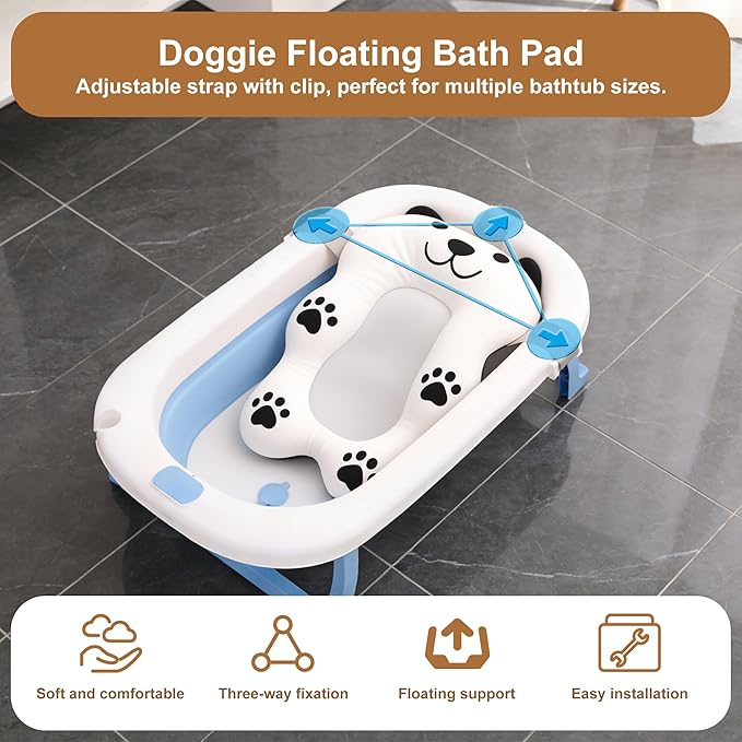 Xinghuifu Dog Bathing Comfort mat– Floating Soft Non-Slip Pad with Adjustable Safety Straps for Small & Medium Dogs, Soothing Bathtub Cushion for Pets