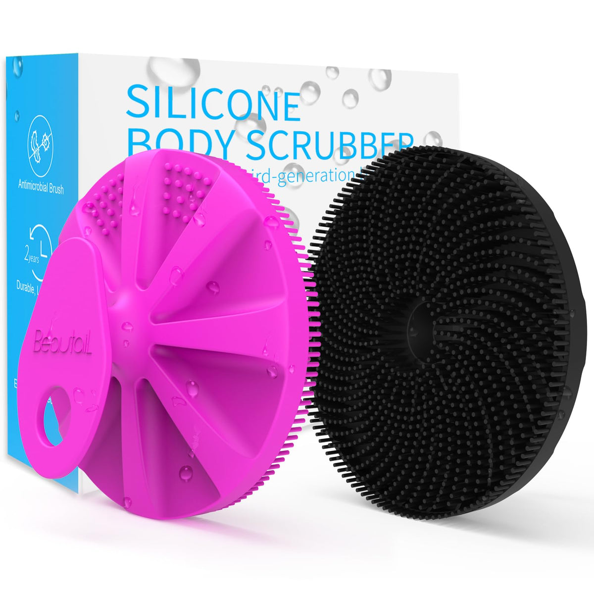 Silicone Body Scrubber, BEAUTAIL Gentle Exfoliating Brush for All Skin Type