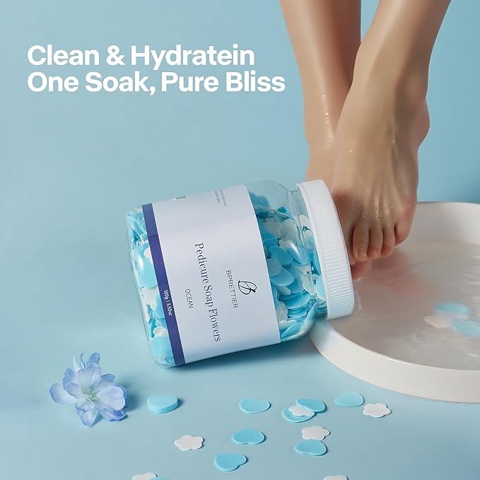 Pedicure Soap Flowers Foot Soak Petals Sheet for Softens Dead Skin Moisturizing Relaxing Spa Feet Birthday Pedi Nail Party (Ocean)