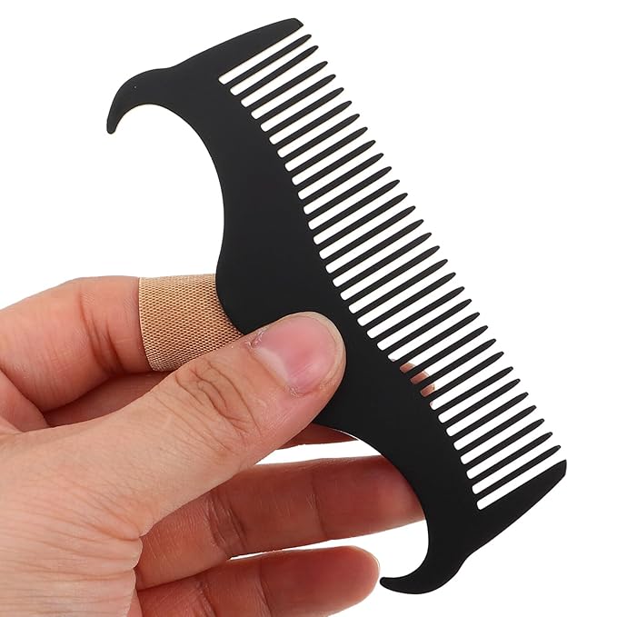 Men Beard Stencil Comb and Stainless Steel Beard Styling Tool Set with Mustache Brush for Men’s Grooming and Travel Portable Black Opp Pocket Case
