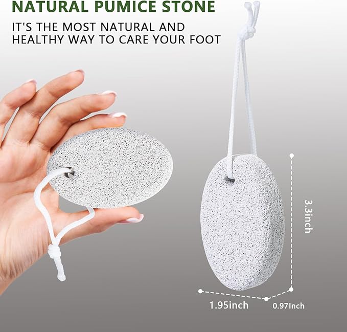 Natural Foot Pumice Stone for Feet, Borogo 2-Pack Lava Pedicure Tools Hard Skin Callus Remover for Feet and Hands - White