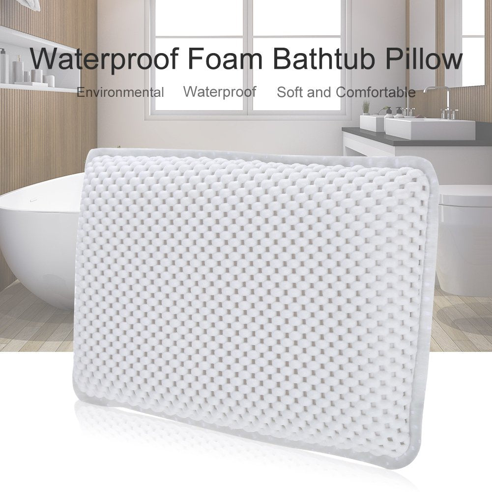 Yosoo Health Gear Spa Bath Pillow, Cushioned Bathtub Pillow with Suction Cups, PVC Bath and Spa Head Rest, White, Neck/Back Support