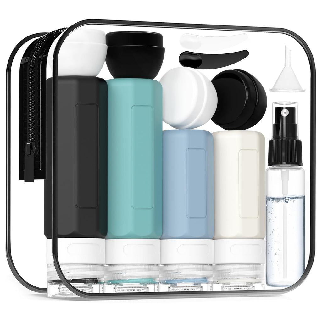 Ruinovate 17 Pack Travel Bottles - TSA Approved Travel Size Toiletries, Leak Proof Containers for Toiletries, Silicone Squeezable Container for Shampoo, Body Wash, Lotion & Conditioner - Blue