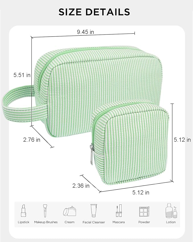 2Pcs Mini Makeup Bag, Small Makeup Pouches for Purse Cute Cosmetics Bag Pouch with Slip-in Pockets Small Travel Toiletry Bag Zipper Makeup Aesthetic Accessories Storage Bag