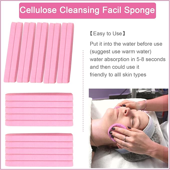 WORFACE 120 Pcs Pink Compress Face Sponges - Compact Facial Sponge Set for Cleansing, Makeup Removal, Exfoliation